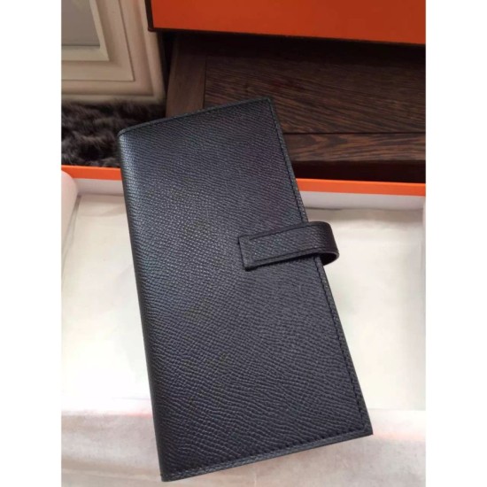 Fake Hermes Bearn Wallet In Black Epsom Leather Replica