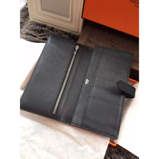 Fake Hermes Bearn Wallet In Black Epsom Leather Replica