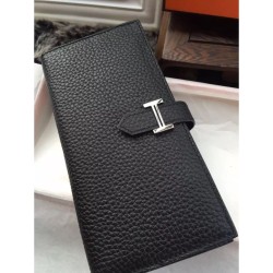 Replica Hermes Bearn Wallet In Black Leather