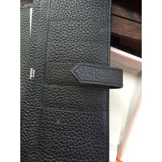 Replica Hermes Bearn Wallet In Black Leather