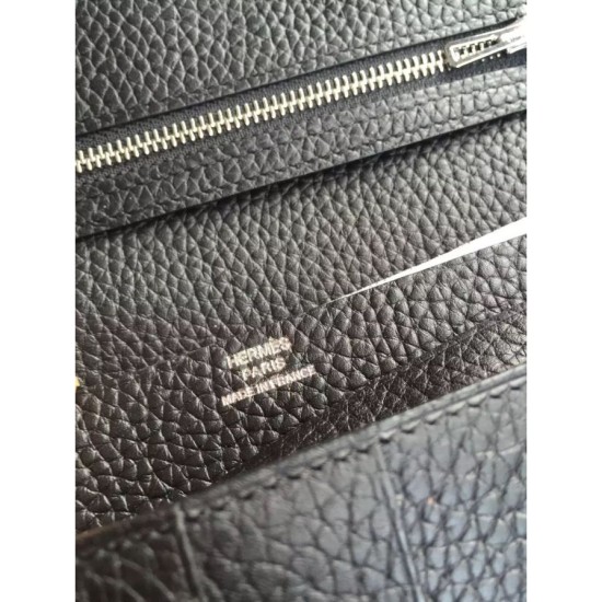 Replica Hermes Bearn Wallet In Black Leather