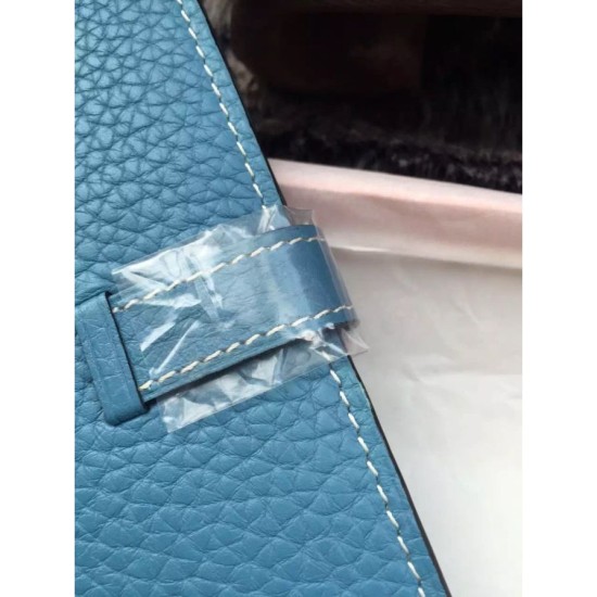 Fake Hermes Bearn Wallet In Blue Jean Leather Replica