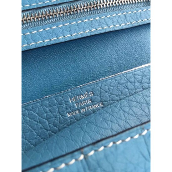 Fake Hermes Bearn Wallet In Blue Jean Leather Replica