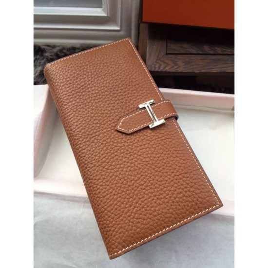 Replica Hermes Bearn Wallet In Brown Leather