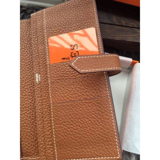 Replica Hermes Bearn Wallet In Brown Leather