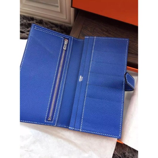 Fake Hermes Bearn Wallet In Electric Blue Epsom Leather Replica