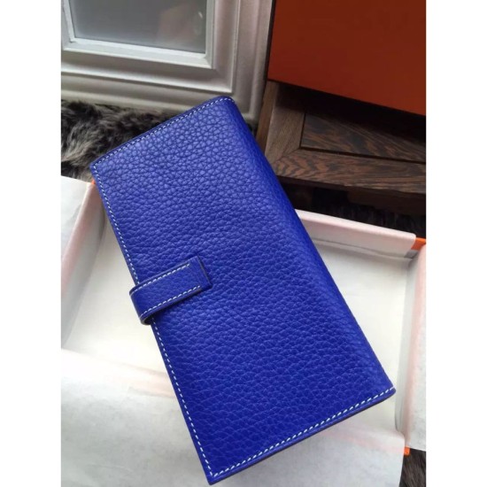 Fake Hermes Bearn Wallet In Electric Blue Leather Replica