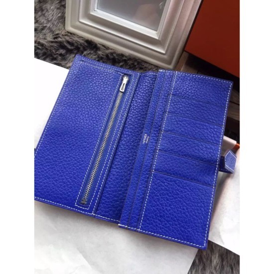 Fake Hermes Bearn Wallet In Electric Blue Leather Replica