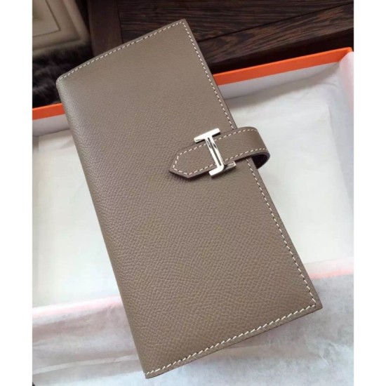 Replica Hermes Bearn Wallet In Etain Epsom Leather