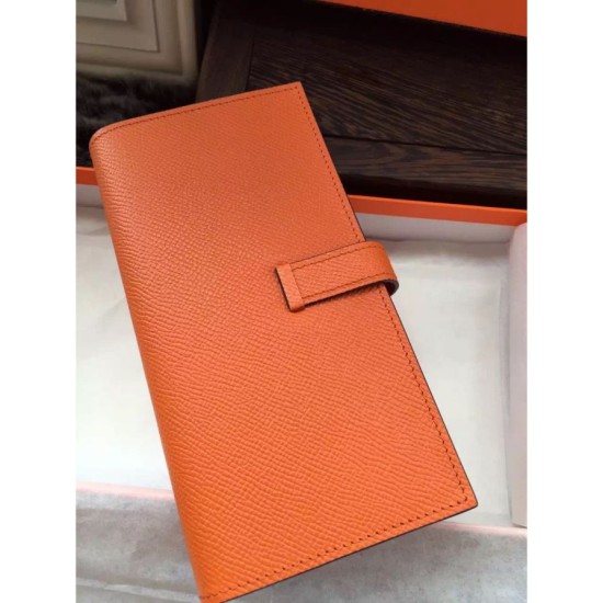 Replica Hermes Bearn Wallet In Orange Epsom Leather