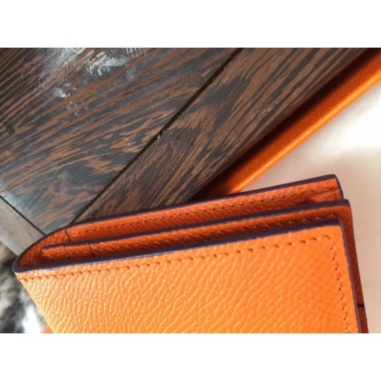 Replica Hermes Bearn Wallet In Orange Epsom Leather