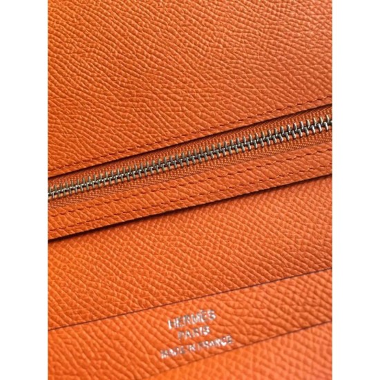 Replica Hermes Bearn Wallet In Orange Epsom Leather