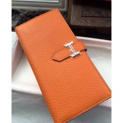 Replica Hermes Bearn Wallet In Orange Leather
