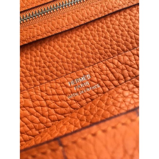 Replica Hermes Bearn Wallet In Orange Leather