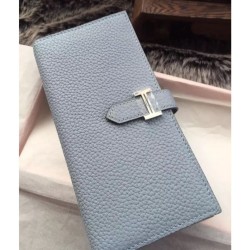 Fake Hermes Bearn Wallet In Pale Blue Leather Replica