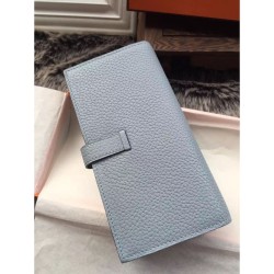 Fake Hermes Bearn Wallet In Pale Blue Leather Replica