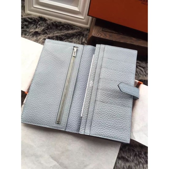 Fake Hermes Bearn Wallet In Pale Blue Leather Replica