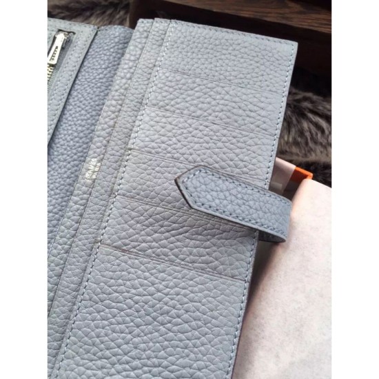 Fake Hermes Bearn Wallet In Pale Blue Leather Replica
