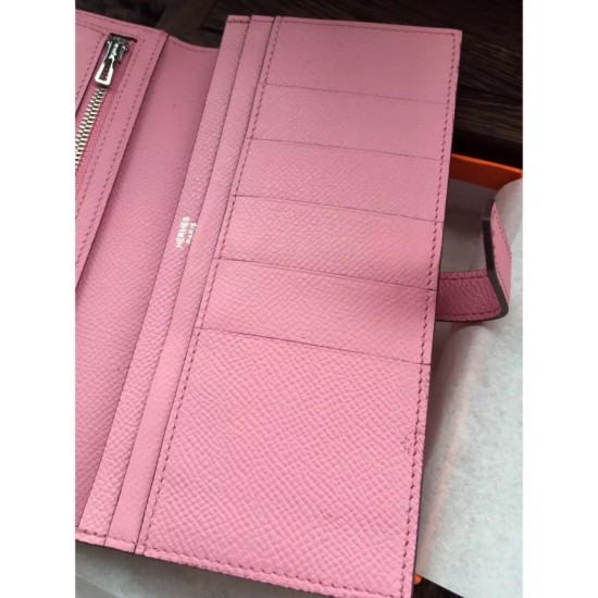Replica Hermes Bearn Wallet In Pink Epsom Leather