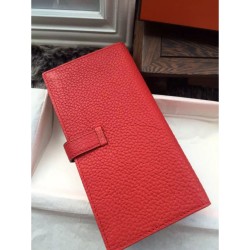 Fake Hermes Bearn Wallet In Vermillion Leather Replica