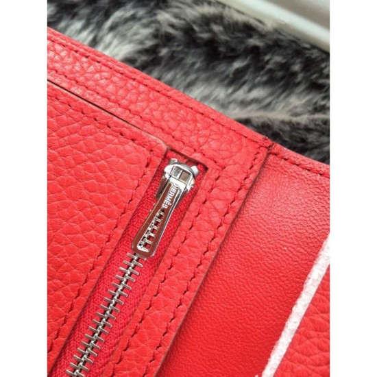 Fake Hermes Bearn Wallet In Vermillion Leather Replica