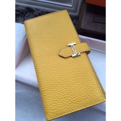 Replica Hermes Bearn Wallet In Yellow Leather