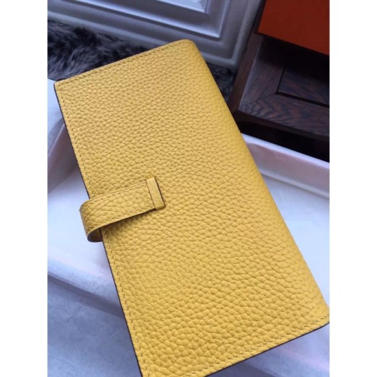 Replica Hermes Bearn Wallet In Yellow Leather