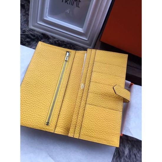 Replica Hermes Bearn Wallet In Yellow Leather