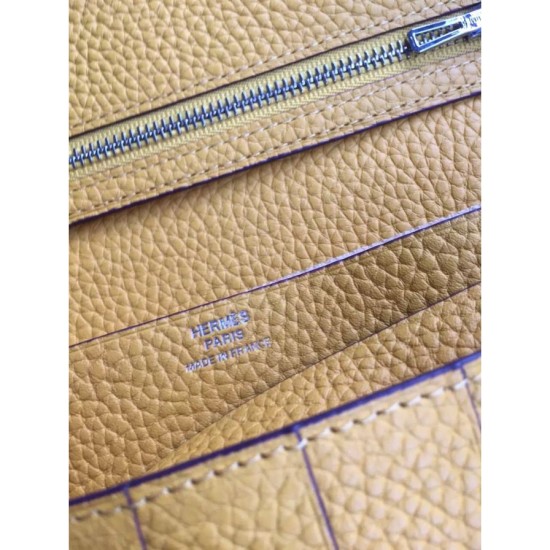 Replica Hermes Bearn Wallet In Yellow Leather