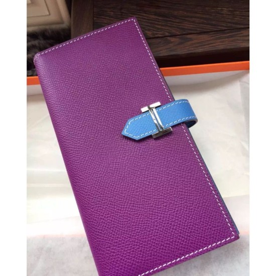 Replica Hermes Bicolor Bearn Wallet In Cyclamen Epsom Leather