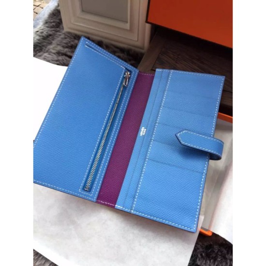 Replica Hermes Bicolor Bearn Wallet In Cyclamen Epsom Leather