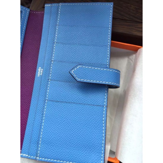 Replica Hermes Bicolor Bearn Wallet In Cyclamen Epsom Leather