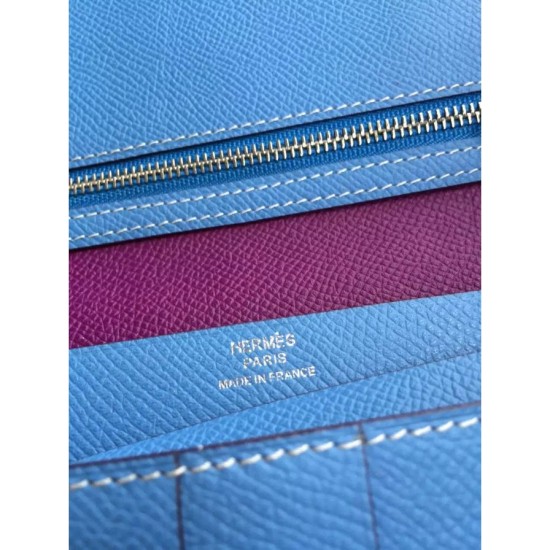 Replica Hermes Bicolor Bearn Wallet In Cyclamen Epsom Leather