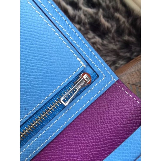 Replica Hermes Bicolor Bearn Wallet In Cyclamen Epsom Leather