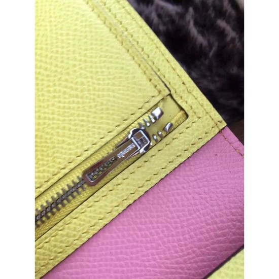 Fake Hermes Bicolor Bearn Wallet In Pink Epsom Leather Replica