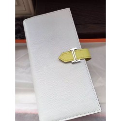 Replica Hermes Bicolor Bearn Wallet In White Epsom Leather