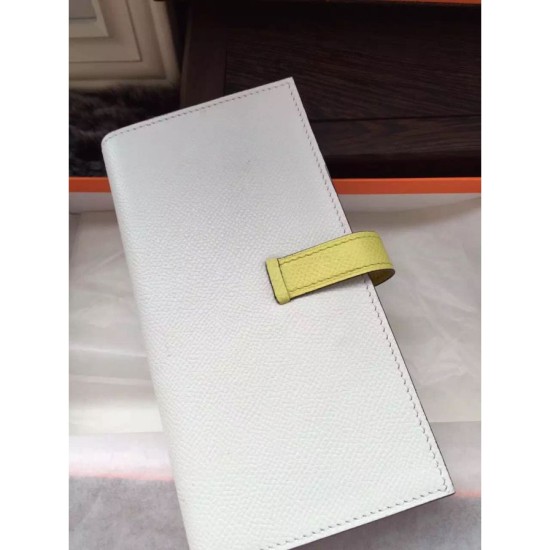 Replica Hermes Bicolor Bearn Wallet In White Epsom Leather