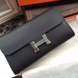 Fake Hermes Constance Long Wallet In Black Epsom Leather Replica