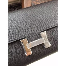 Fake Hermes Constance Long Wallet In Black Epsom Leather Replica