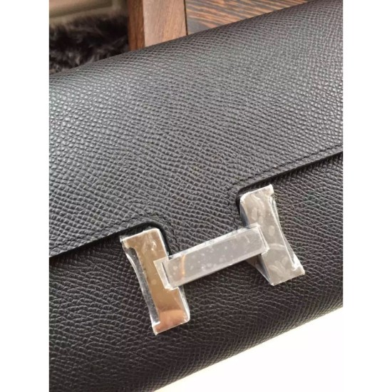 Fake Hermes Constance Long Wallet In Black Epsom Leather Replica