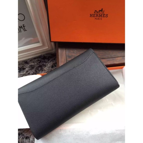 Fake Hermes Constance Long Wallet In Black Epsom Leather Replica