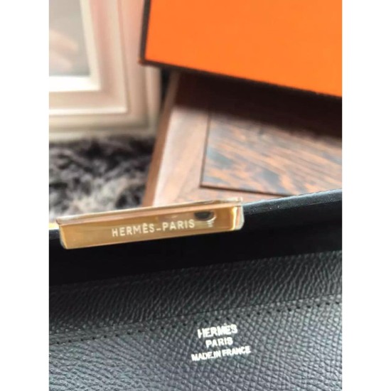 Fake Hermes Constance Long Wallet In Black Epsom Leather Replica