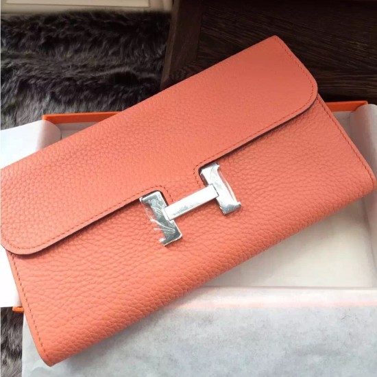 Replica Hermes Constance Long Wallet In Crevette Leather