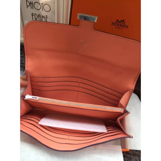 Replica Hermes Constance Long Wallet In Crevette Leather