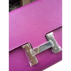 Replica Hermes Constance Long Wallet In Cyclamen Epsom Leather