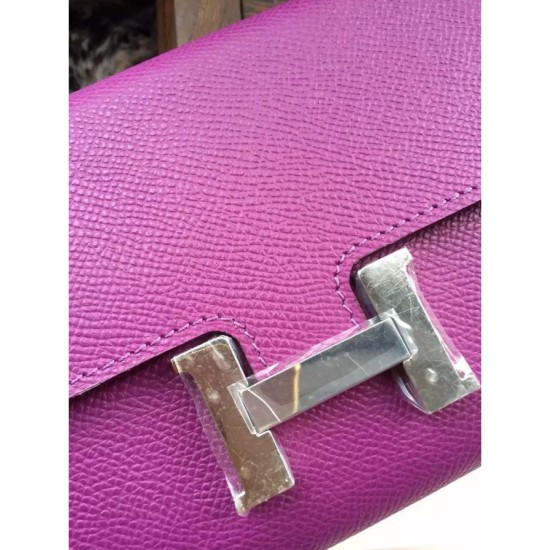 Replica Hermes Constance Long Wallet In Cyclamen Epsom Leather