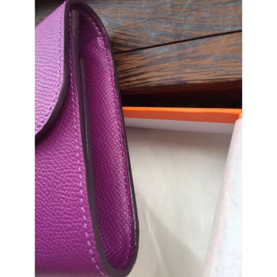 Replica Hermes Constance Long Wallet In Cyclamen Epsom Leather