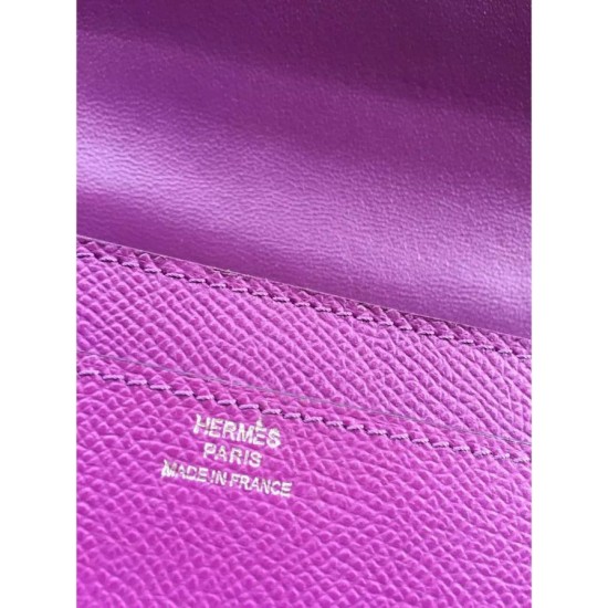 Replica Hermes Constance Long Wallet In Cyclamen Epsom Leather
