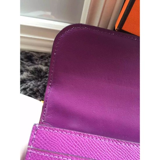 Replica Hermes Constance Long Wallet In Cyclamen Epsom Leather
