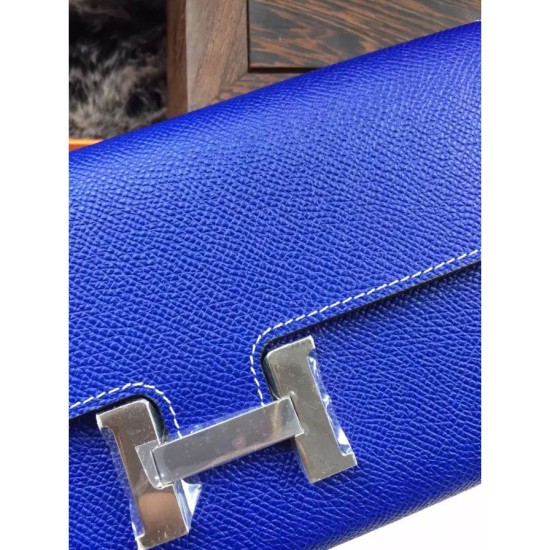 Replica Hermes Constance Long Wallet In Electric Blue Epsom Leather